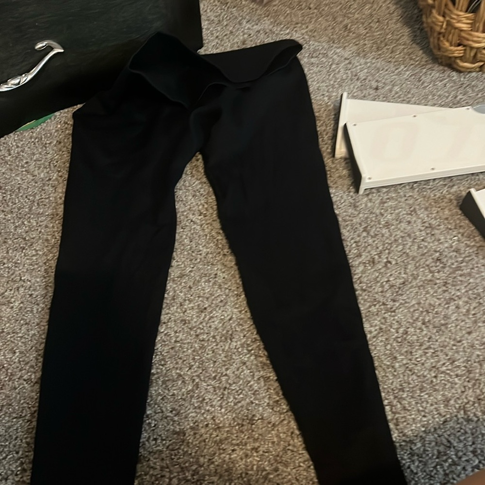 Ribbed Black Mid Waisted Leggings
